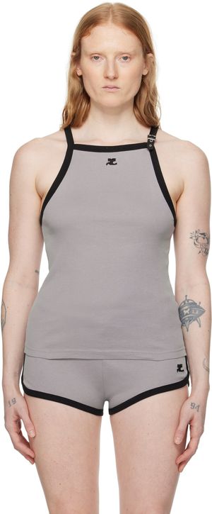 Courrèges Gray Buckle Contrast Tank Top