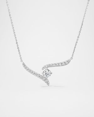 18K White Gold Vela Crossover Diamond Pendant Necklace