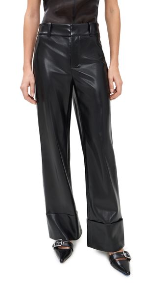 alice + olivia Alexander High Rise Vegan Leather Pants Black 0