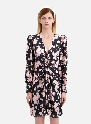 The Kooples - Robe courte Col V imprimée - Taille 4 - Noir