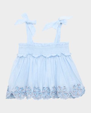 Girl's Cascadian Ruffle Smocked Top, Size 2-12