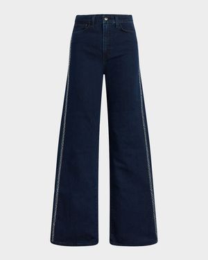 The Mia Wide-Leg Crystal Stripe Jeans