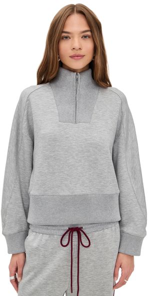 LE BOP Thea Quarter Zip Pullover Heather Grey S