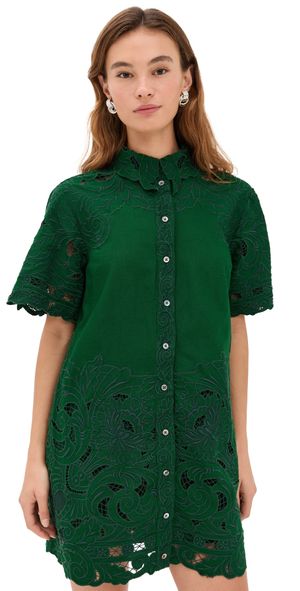 Sea Ceci Embroidery Shirt Dress Green XXS