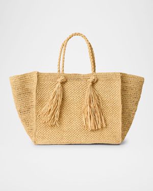 Lucas Large Tassel Straw Tote Bag