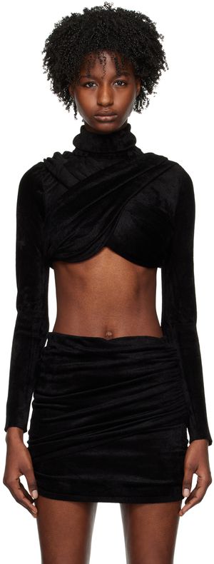 ALAÏA Black Cropped Turtleneck