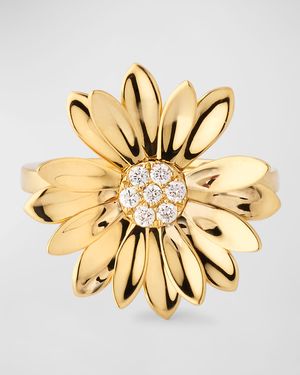 18K Diamond Center Margherita Ring, Size 6.5