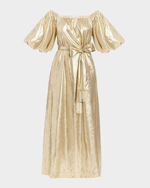 Rafaella Off-Shoulder Metallic Gown
