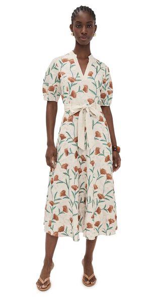 Shoshanna Willow Dress Light Khaki/Terracotta/Green 8