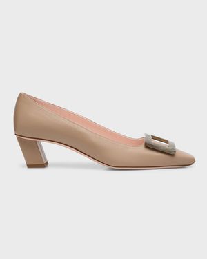 Belle Vivier Leather Buckle Pumps