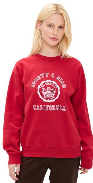 Sporty & Rich California Emblem Crew Neck Sweatshirt Ruby XL