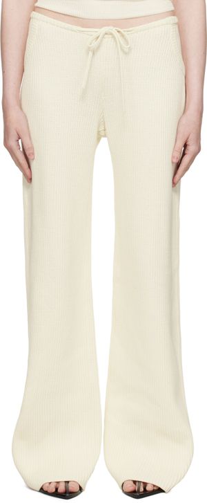 Aya Muse Beige Knit Drawstring Trousers