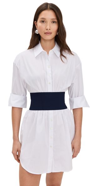 STAUD Michelle Dress White/Navy XS