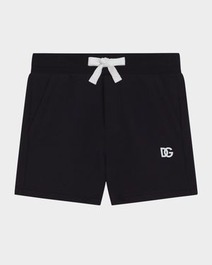 Boy's Jersey Jogger Shorts W/ Rubber DG Logo, Size 12M-30M