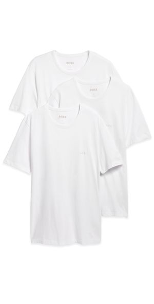 BOSS Logo Embroidered Cotton Tee 3 Pack White L