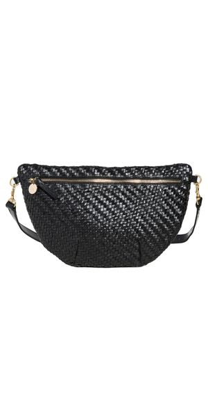 Clare V. Grande Fanny Pack Black Woven Zig-Zag One Size