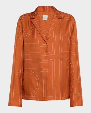 Monogram Silk Pajama Top