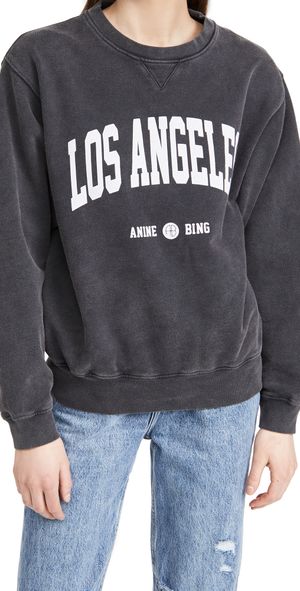 ANINE BING Ramona Los Angeles Sweatshirt Washed Black XS