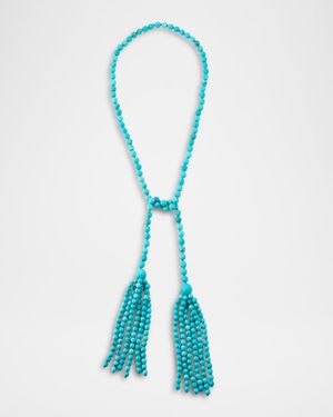 Turquoise Tassel Lariat Necklace