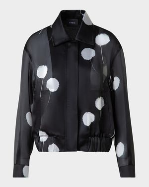 Wanda Windflower-Print Silk Crepe Blouson Jacket