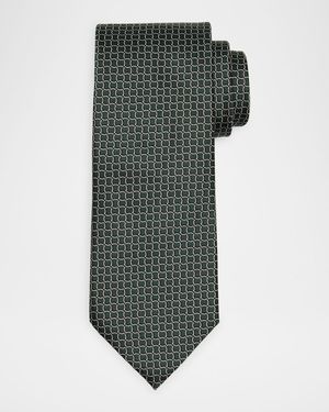 Men's Geometric Net Silk Tie