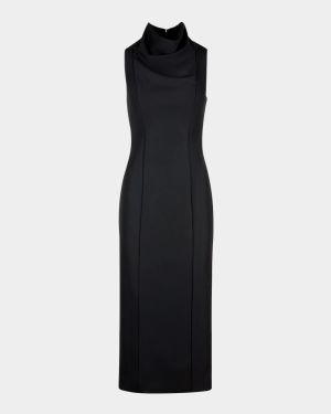 Funnel Neck Midi Dress