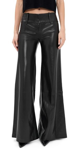 alice + olivia Olivia Vegan Leather Wide Leg Flare Pants Black 4