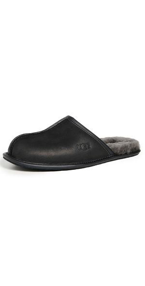 UGG Scuff Leather Slippers Black 10