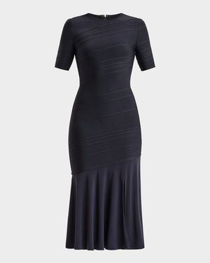 Isabel Bandage Flounce-Hem Midi Dress