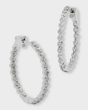 18k White Gold Diamond Hoop Earrings, 1.32tcw, 1"L