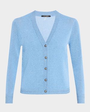 Anthia Sequin Button-Down Sweater