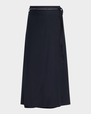 Punto Luce Tie-Waist Midi Skirt