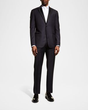 Men's Contrast Notch Lapel Two-Piece Tuxedo Suit