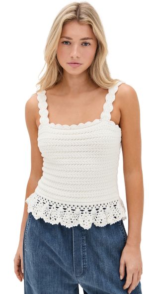 RAILS Estefania Crochet Top White XL