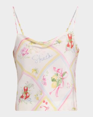 Cabi Silky Fruit Print Top