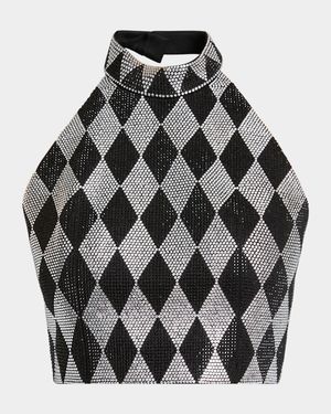 Diamond Print Crystal Embellished Top