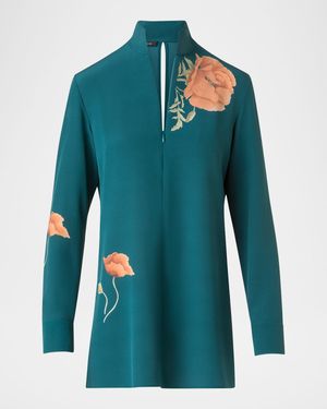 Anemone Print Silk Crepe Tunic