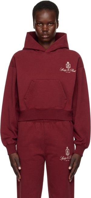 Sporty & Rich Burgundy Vendome Cropped Hoodie