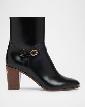 Pattie Leather Buckle Ankle Boots