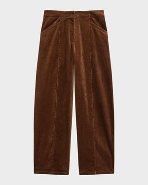 Front-Seam Micro Corduroy Pants