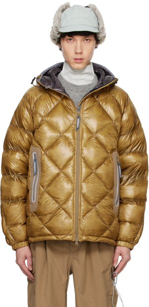 and wander Blouson brun rembourré en duvet à point de diamant