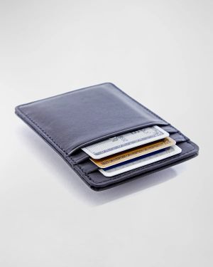 Monogrammed Leather Magnetic Money Clip Wallet