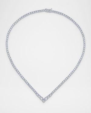 Round Cubic Zirconia V-Front Tennis Necklace