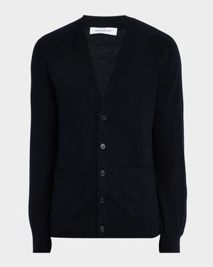 Men's Cashmere Tonal Logo V-Neck Cardigan