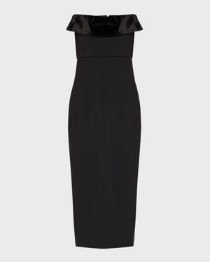 Strapless Crepe Midi Dress