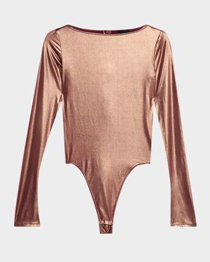Coated Metallic Jersey Bodysuit