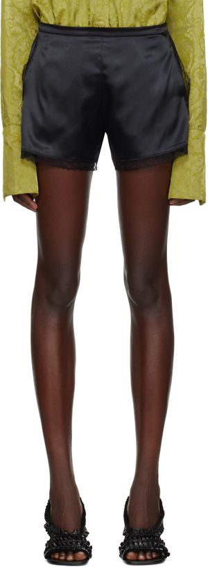 Dries Van Noten Black Silk Mini Shorts