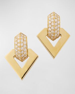 18k Yellow Gold Diamond Brute Pendant Earrings