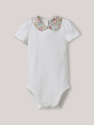 Cyrillus - Body col en tissu liberty en coton biologique - Taille 24M - Blanc