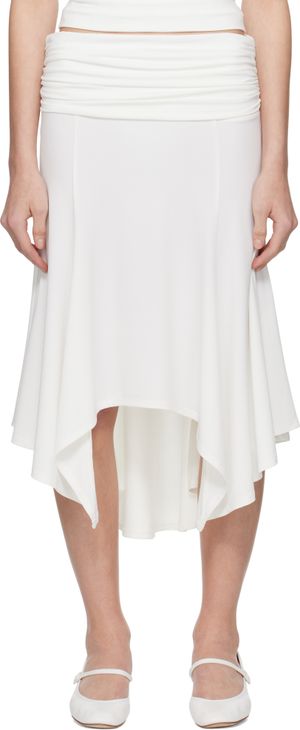 GUIZIO White Soffiano Midi Skirt